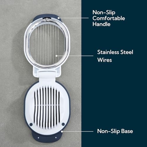 KITCHENDAO Replaceable Egg Slicer with Stainless Steel Wires, Egg Cutter for Hard-Boiled Eggs, Dual-Direction Cutting, Heavy-Duty Egg Dicer, Non-Slip Base & Handle, Dishwasher Safe - Image 5