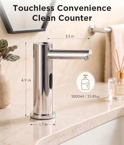Automatic Touchless Soap Dispenser for Kitchen Sink, 33.8 oz Bottle, Silver