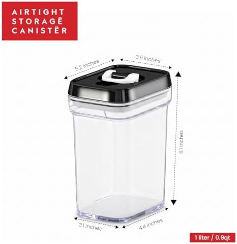Airtight Food Storage Containers with Lids – 6 Piece Set Air Tight Kitchen Storage Containers for Pantry Organization and Storage - Clear Plastic BPA-Free - Keeps Food Fresh & Dry