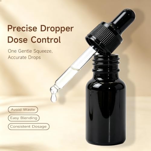 6 PCS Glass Dropper Bottles, 20ml / 0.68 fl oz, Black - Image 3