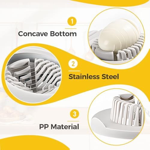 3 in 1 Egg Slicer for Hard Boiled Eggs, 2025 New Egg Cutter for Hard Boiled Eggs for Strawberry Mushroom Grape Cherry Tomato, Multi-Function Food Slicer for Home Use Kitchen Chopper Tool (1 PCS)