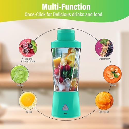 Portable Blender, 360 Watt Personal Blender for Shakes and Smoothies, Green - Image 2