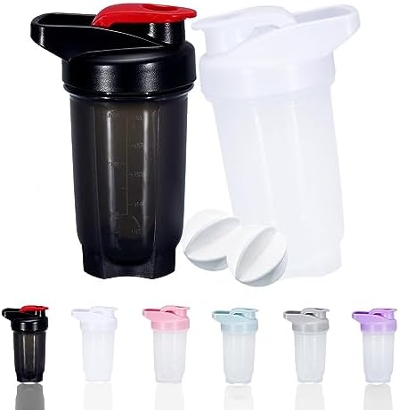 Shaker Bottle Protein Shakes Cup and 10-Ounce/300ML Shaker-Bottle with Whisk Balls, Protein Shakers Bottles Set,Non-BPA plastic (Black+White(2PCS)) by GAISHION