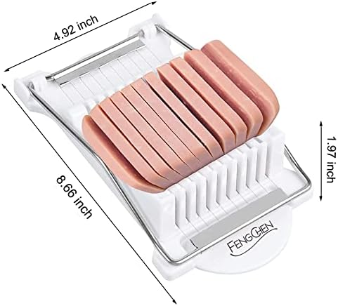 FENGCHEN Spam Slicer, Easy Luncheon Meat Cutter with Stainless Wires, Multi-purpose Soft Food Cutter for Luncheon Meat, Fruit of Kitchen Home Use, Durable and Rust Resistant Food Prep Accessory,White - Image 2