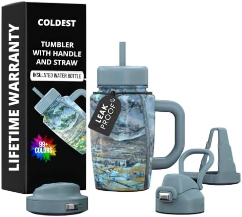 Coldest Tumbler with Handle & Coffee Lid - 100% Spill Proof Tumbler (3 Lids) - Stainless Steel Insulated Leakproof Tumblers for Women & Men - Cup Holder Friendly - 15 oz (Mont Sainte) by Coldest