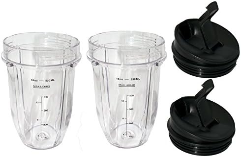 Blendin 18 Ounce Small Cup Jar with Sip N Seal Lids - Replacement Cup Compatible with Nutri Ninja Auto-iQ 1000w Series and Duo Blenders - Premium Blender Cups Replacement (2 Pack) - Image 7