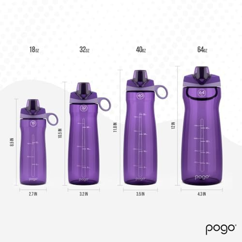 Pogo BPA-Free Tritan Plastic Water Bottle with Chug Lid, 40 Oz, Purple - Image 4