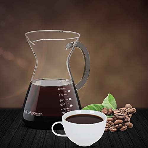 Pour Over Coffee Maker Set - 34 oz Large Borosilicate Glass Carafe, Thickened Rust Resistant Heat Resistant Double-Layer Stainless Steel Dripper/Filter with Coffee Scoop and Cleaning Brush