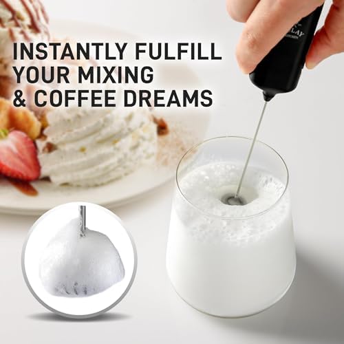 Zulay Kitchen Mini Mighty Milk Frother Wand, Powerful Coffee Frother, Black - Image 4