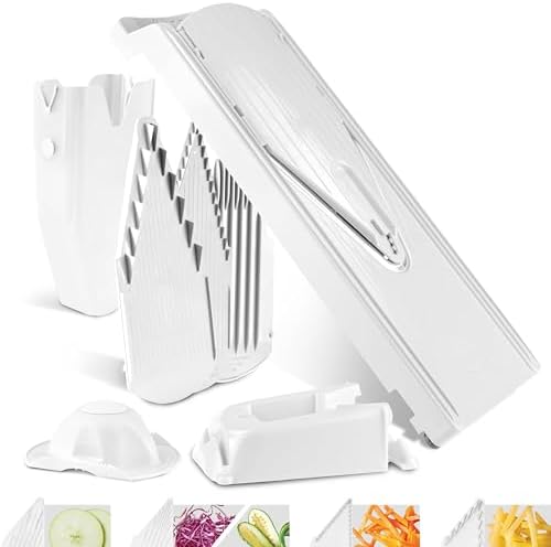 Börner Vegetable Slicer V3 (Professional Set) • Multifunctional & Adjustable Vegetable V-Slicer • For Slices, Julienne, Dices • Stainless Steel V-Blade • Kitchen Slicer Set • Color: White by B%C3%B6rner