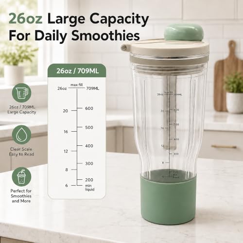 26oz Travel Tumbler for Ninja BlendBOSS Personal Blender (Stone Mint) - Image 7