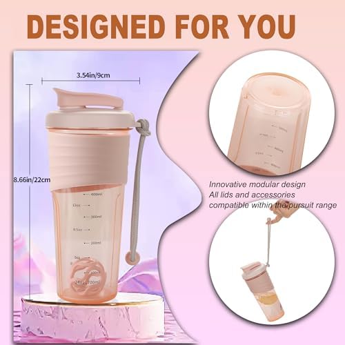 Protein Shaker Bottle,Sports Blender Bottles for Protein Mixes with Whisk Ball,Mixer Bottle,Portable Pre Workout Whey Protein Drink Shaker Cup，Midnight Pink - Image 5