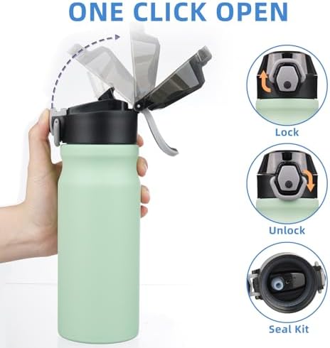 BJPKPK 18 oz Water Bottle with Straw & Handle, Insulated Stainless Flask - Image 3
