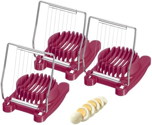 uxcell 3 Pack Egg Slicer for Hard Boiled Eggs Stainless Steel Wire Rose Red by uxcell
