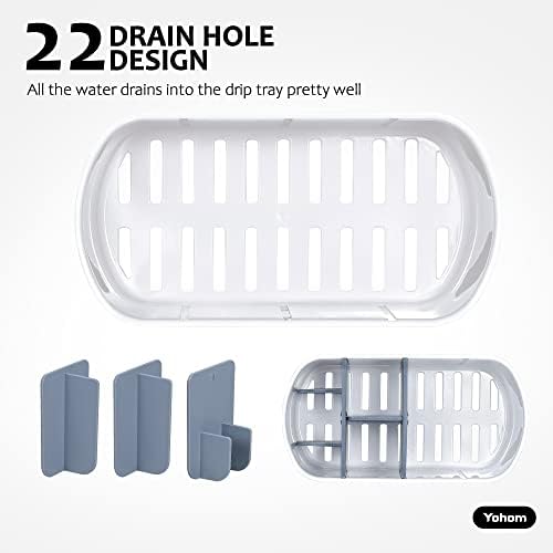Kitchen Sink Caddy Sink Organiser with Drip Tray Kitchen Sponge Holder Brush Holder with Adjustable Compartments Washing Utensils Organiser Kitchen Sink Utensil Holder