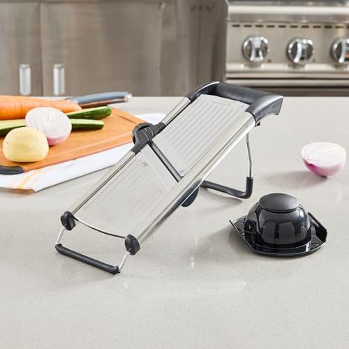 Restaurantware Adjustable Stainless Steel Mandoline Slicer with Guard, 1 Ct - Image 3