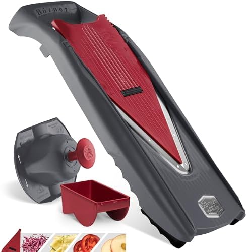 Börner Manodline Slicer Vital (Basic Set) • Vital Vegetable Slicer with V-Blade • Mandoline with Dressing Function • Vegetable Slicer for Vegetables & Fruits • Various Thicknesses Settings by B%C3%B6rner