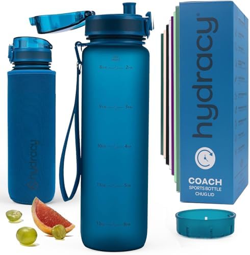 Motivational Water Bottle with Time Marker & Fruit Infuser 32 oz