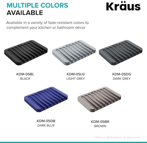 KRAUS Multipurpose Self-Draining Silicone Soap Dish/Sponge Holder for Bathroom or Kitchen Counter in Light Grey, KDM-05LG