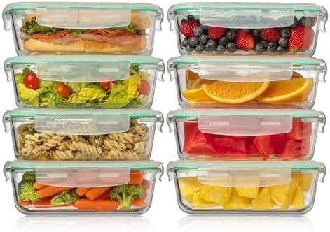 8 Pack 35 oz Glass Containers - Airtight, Microwave, Oven