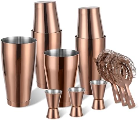 Boston Shaker Cocktail Set Bartender Kit, 12 Pcs Drink Shaker with Strainer Bartending Martini Shaker Tin with 18oz & 28oz Mixed Alcohol Shaker Stainless Steel Bar Tool for Beginner