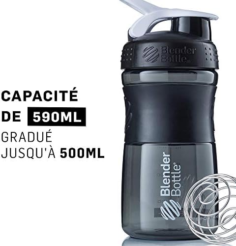 BlenderBottle SportMixer Tritan Grip Shaker Bottle, Transparent Black/White, 20-Ounce - Image 5