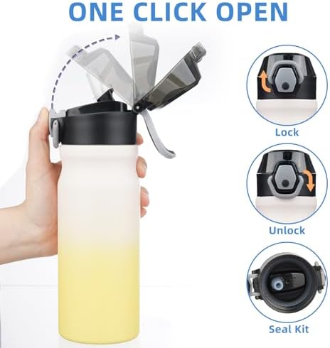 BJPKPK 18 oz Water Bottle with Straw & Handle, Insulated Stainless Flask - Image 3