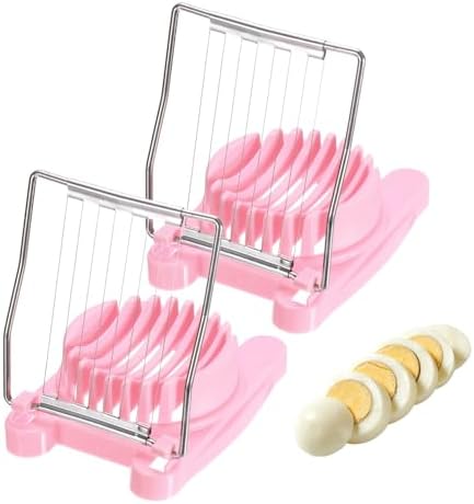 uxcell 2 Pack Egg Slicer for Hard Boiled Eggs, Stainless Steel Wire, Pink by uxcell