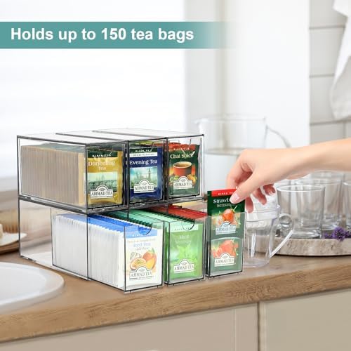 Acrylic 6 Pack Tea Bag Organizer and Storage
