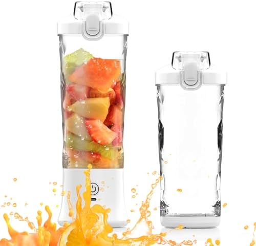 240W Portable Blender, 20oz USB Rechargeable Travel Blender with LED Display, Pulse & Modes, IPX7 Waterproof, BPA-Free,juice, Ice Crushing for Shakes, Smoothies, Sports & Outdoor【White】 by Unknown