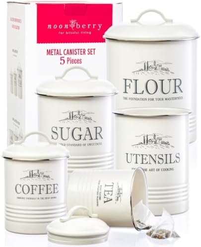 5-Piece Farmhouse Kitchen Canister Sets for Kitchen Counter