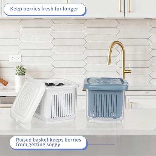 4 Pcs Berry Basket and Colander, Berry Storage Container for Fridge, Small Fruit Container for Grape, Cherry