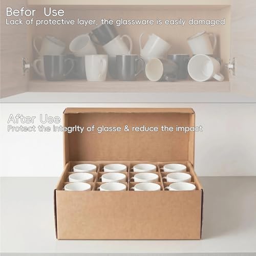 2 Pack Mug Moving Boxes, Cup Packing Boxes with Dividers, Handles & Lids