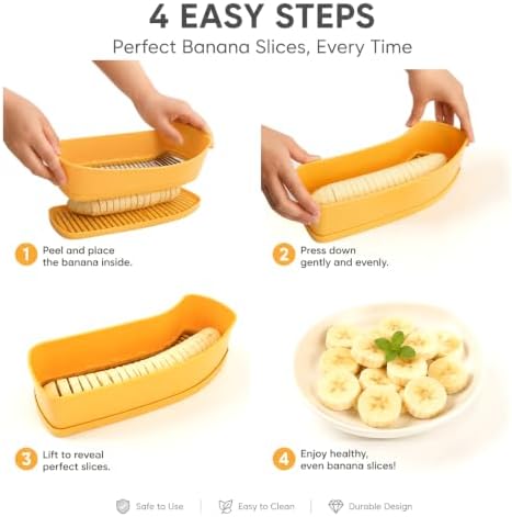 Extra Large One Press Banana Cutter, Multi Fruit & Egg Slicer