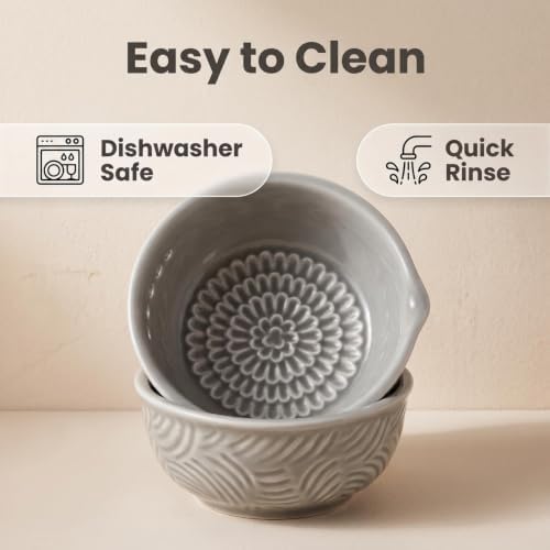 Ceramic Ginger Grater Bowl with Herb Stripper- Efficient Kitchen Tool
