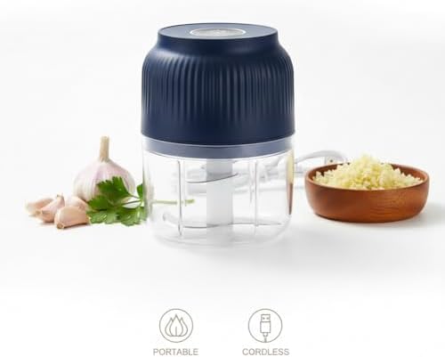 Electric Garlic Chopper, Mini Food Processor and Wireless Vegetable Chopper Electric, Small Portable Food Chopper Electric for Kitchen, One Press Power Chopper for Garlic Onion and Pepper (2pcs) - Image 4
