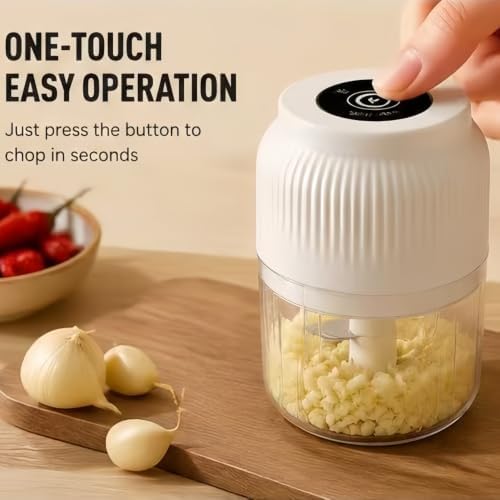 Electric Garlic Chopper, 2026 New Mini Portable Veggie Chopper, Electric Food Chopper Tool, USB Rechargeable, Wireless Veggie Grinder, for Mashing Onion, Garlic, Chili, Ginger (Blue) - Image 2