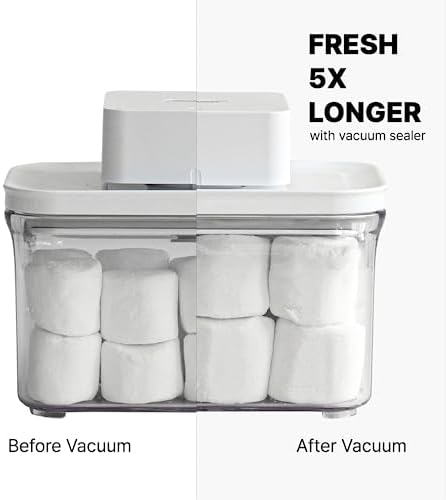 Premium Airtight Food Storage Containers Mega 8P/Set. Total 46.11cup, 7pcs Container and Vacuum Sealer. Smart One-Click Seal Lid, Patented Double Silicone Lining, 100% Leak Proof, BPA-FREE