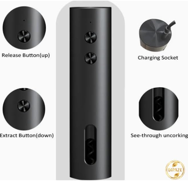 Electric Wine Opener Set 4-in-1 Automatic Corkscrew – Rechargeable Bottle Opener with Foil Cutter, Wine Pourer & Vacuum Stopper, Easy One-Touch Operation for Home, Kitchen & Gifts