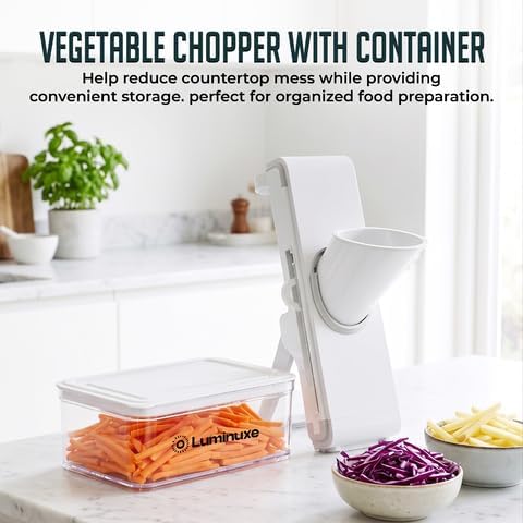 Mandoline Slicer with Container, Adjustable Thickness Vegetable Slicer, Foldable Manual Mandoline Chopper, Multipurpose Vegetable Julienne Cutter - Image 4