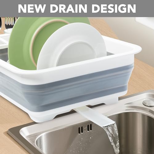Collapsible Dish Drying Rack, Pop Up Dinnerware Drainer, Portable Plate Organizer for Kitchen RV Campers Travel Trailer, Space Saving Kitchen Storage Tray
