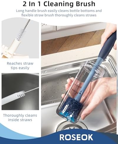 ROSEOK 2 in 1 Bottle Brush with Straw Cleaner Brush, Water Bottle Brush - Image 4