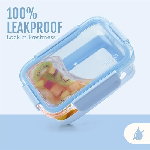 Duraglass Refresh 3.4 Cup Meal Prep Containers, 10 Pc, Halogen Blue