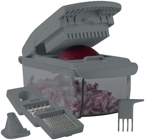 Cook with Color Vegetable Chopper - Multifunctional 11 in 1 Vegetable Chopper with Container - Food Chopper to Dice, Chop, Slice, Julienne and Spiralize, Charcoal by CookwithColor