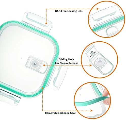 Square Glass Containers with Lids for Food Storage, 28 oz, 4 Pack