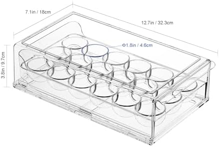Egg Container for Refrigerator BPA Free Refrigerator Organizer Bins,Stackable Egg Holder for Refrigerator,18 Egg Tray,Clear