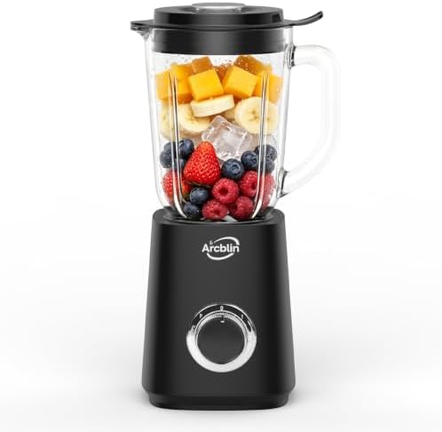 Glass Blender with 51 oz, 1100W, 2 Speeds + Pulse, Black by Unknown