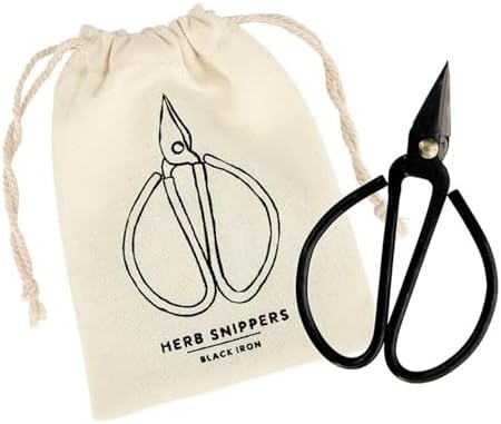 Kitchen Herb Shears Garden Scissors Herb Snipper, 5" Long, Black