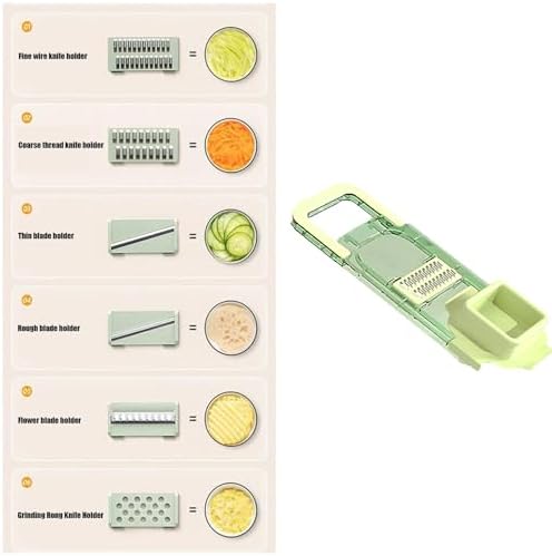 Generic 2024 New Multifunctional Food Grater, Six Cutting Tools Round Vegetable Chopper, Chopper Vegetable Cutter, Food Chopper With Container, Vegetable Chopper With Container (1Cutter+6Blades) - Image 5