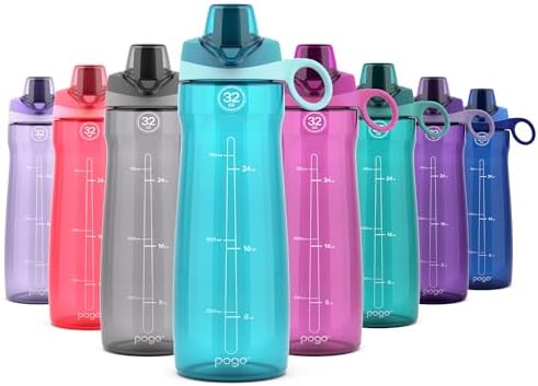 Pogo BPA-Free Plastic Water Bottle with Chug Lid, Blue Atoll, 32 oz. by Pogo